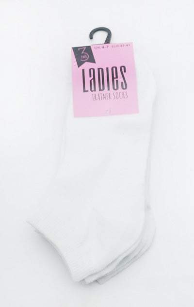 SOCKS LADIES 3PK TRAINER WHITE(R)