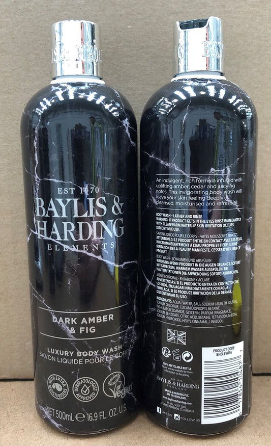 BAYLIS & HARDING ELEMENTS BODY WASH 500ML DARK AMBER & FIG