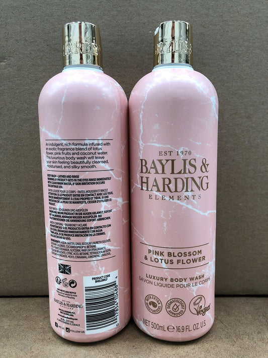 BAYLIS & HARDING ELEMENTS BODY WASH 500ML PINK BLOSSOM & LOTUS FLOWER