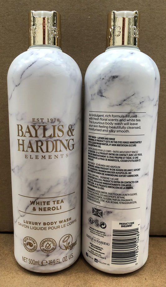 BAYLIS & HARDING ELEMENTS BODY WASH 500ML WHITE TEA & NEROLI