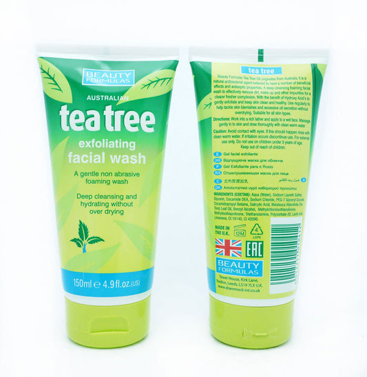 BEAUTY FORMULAS TEA TREE EXFOLIATING FACE WASH