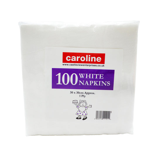 CAROLINE NAPKINS WHITE 1PLY 30X30CM 1203