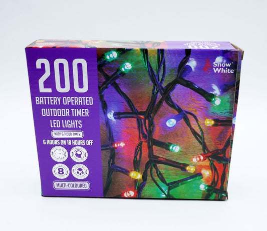 XMAS LIGHTS LED B/O TIMER MULTI COLOUR 200B