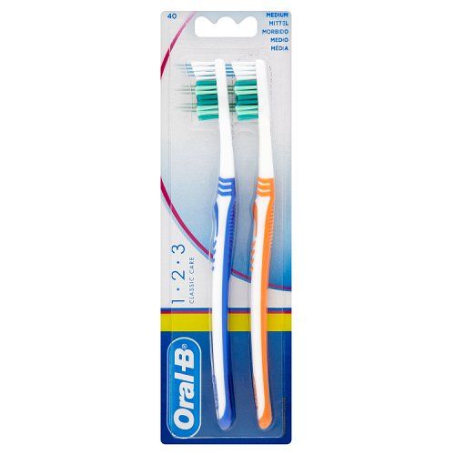 ORAL B T/BRUSH 123 CLASSIC CLEAN 40 MED TWIN
