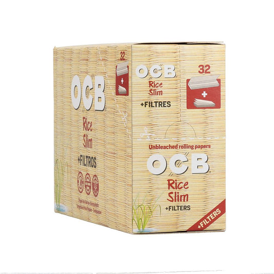 OCB ROLLING PAPERS PREMIUM SLIM 32PK TIPS (UNBLEACHED)