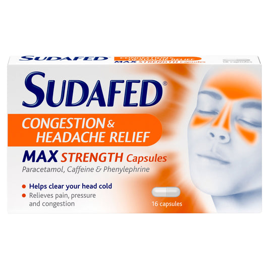 SUDAFED CONGESTION HEADACHE RELIEF MAX STRENGTH16S