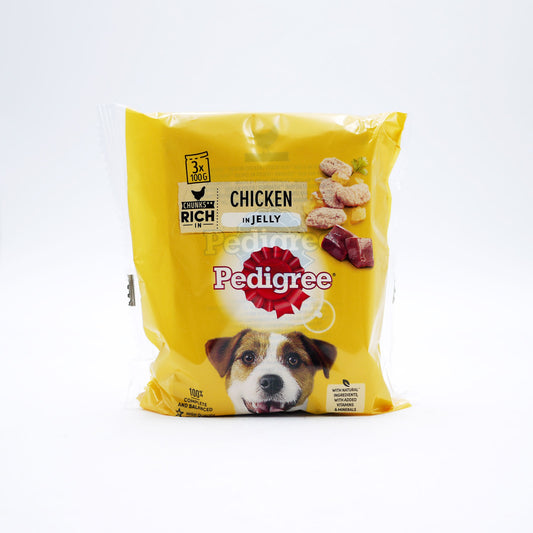PEDIGREE DOG POUCH CHICKEN IN JELLY 3PK  14/04/27