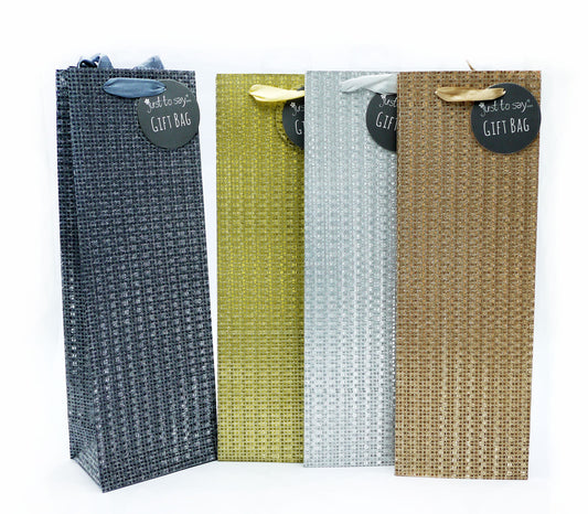 GIFT BAG BOTTLE GLITTER 4 ASST (R)
