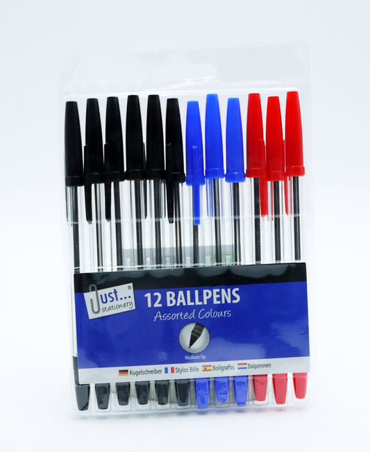 PENS BALLPOINT ASST 12PK