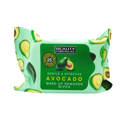 BEAUTY FORMULAS AVOCADO MAKE-UP REMOVER BIODEGRADABLE WIPES 25S