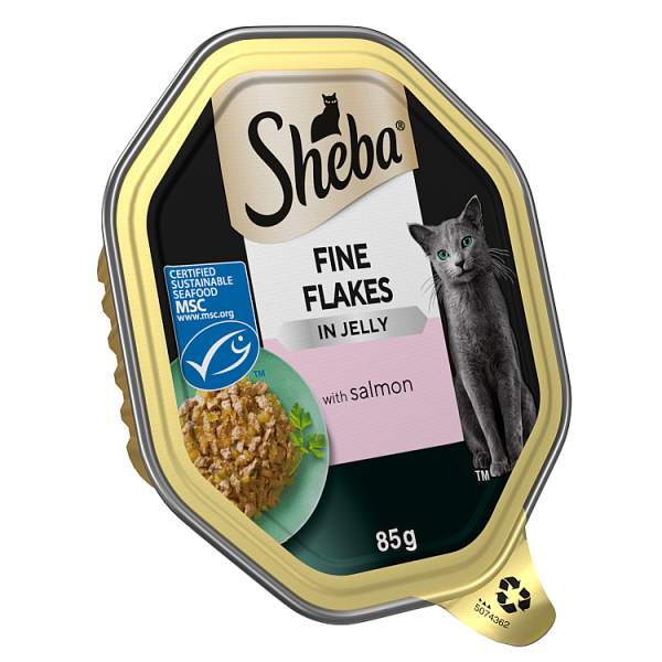 SHEBA FINE FLAKES CAT TRAY WITH SALMON IN JELLY 85G