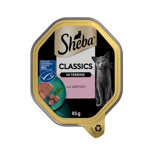 SHEBA CLASSICS CAT TRAY WITH SALMON IN TERRINE 85G