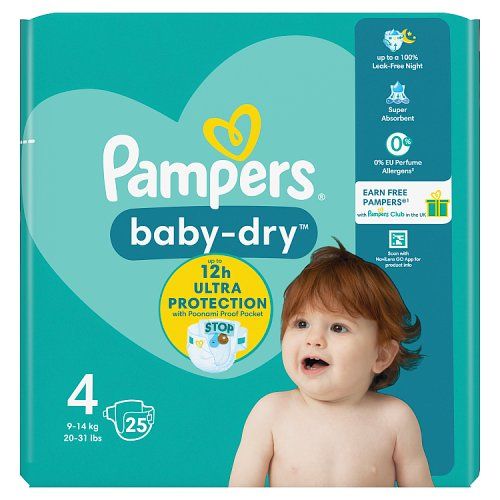 PAMPERS BABY-DRY NAPPIES SIZE 4 25