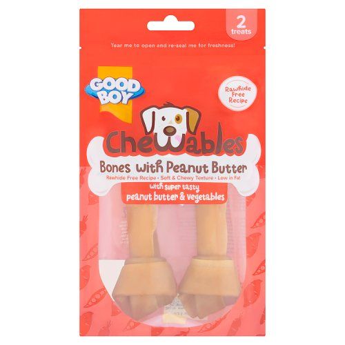 GOOD BOY CHEWABLES PEANUT BUTTER MEDIUM BONES DOG TREATS 158G