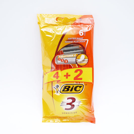BIC 3 RAZORS SENSITIVE 4 + 2 FREE (C)