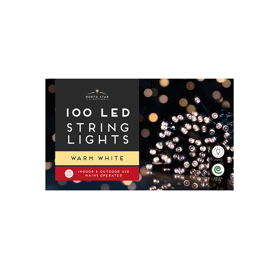 XMAS LIGHTS LED WARM WHITE MAINS 100B