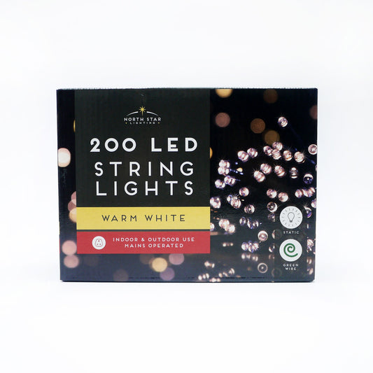 XMAS LIGHTS LED WARM WHITE MAINS 200B