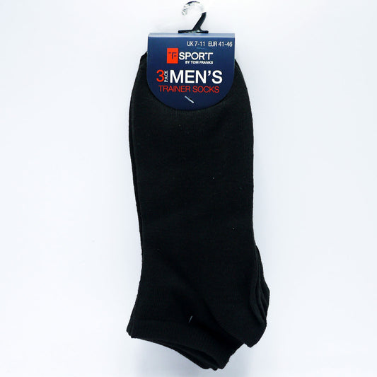 SOCKS MENS TRAINER BLACK (R)