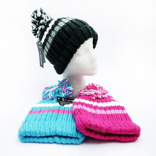 HAT POM POM GIRLS STRIPED LINED (R)