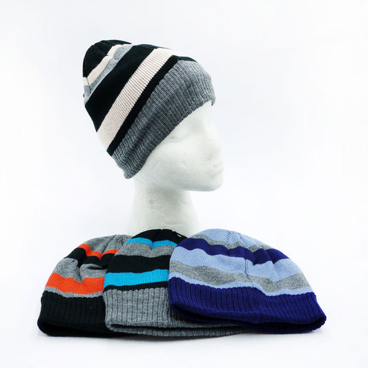 HAT BOYS BEANIE STRIPED LINED (R)