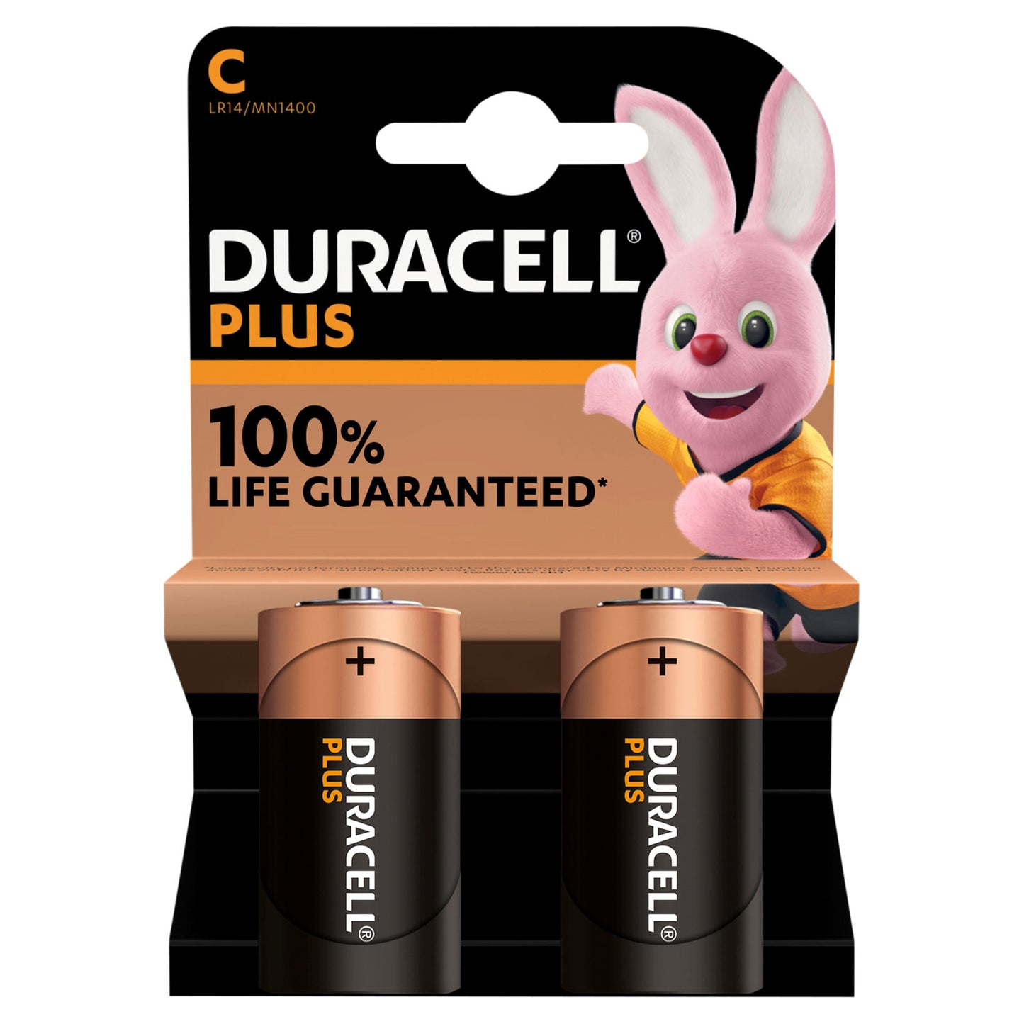 DURACELL PLUS BATTERIES 100% EXTRA POWER C 2PK