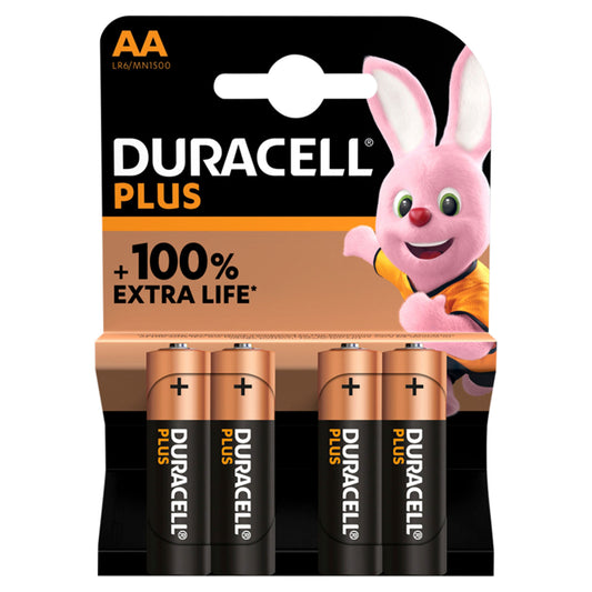 DURACELL PLUS BATTERIES 100% EXTRA POWER AA 4PK