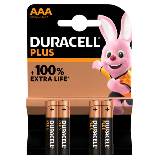 DURACELL PLUS BATTERIES 100% EXTRA POWER AAA 4PK