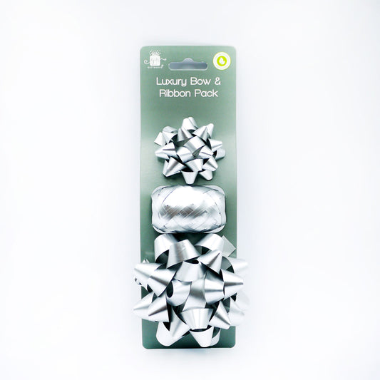 XMAS BOW AND RIBBON SET SILVER (R)