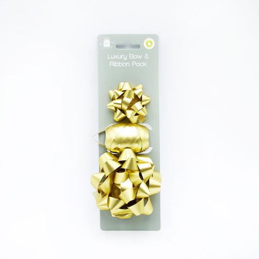 XMAS BOW AND RIBBON SET GOLD (R)