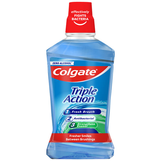 COLGATE MOUTH RINSE 500ML TRIPLE ACTION ZERO ALCOHOL