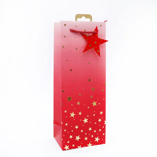 TESCO GIFT BAG BOTTLE RED STAR(C)