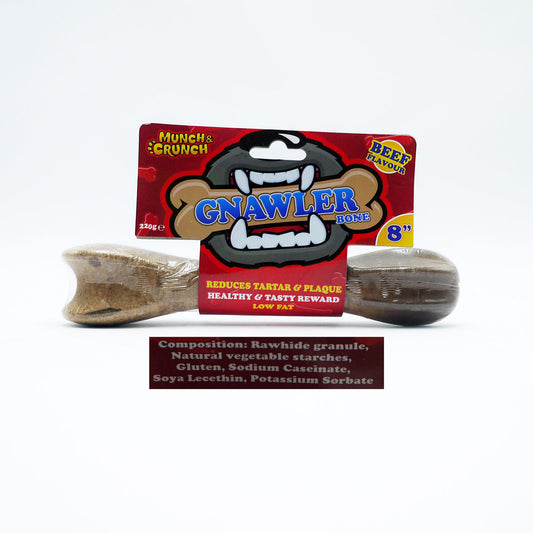 MUNCH & CRUNCH DOG BONE GNAWLER BEEF 02/26