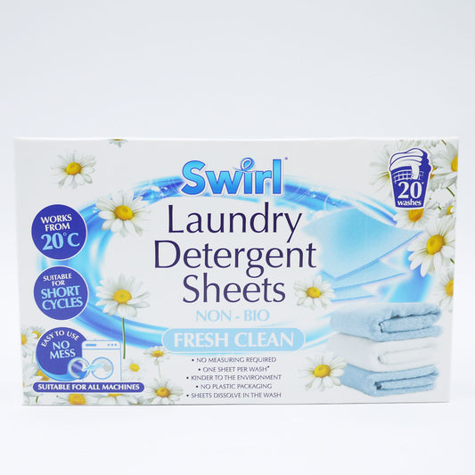 SWIRL LAUNDRY DETERGENT SHEETS FRESH CLEAN