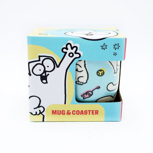 MUG & COASTER SET SIMONS CAT BLUE (C)
