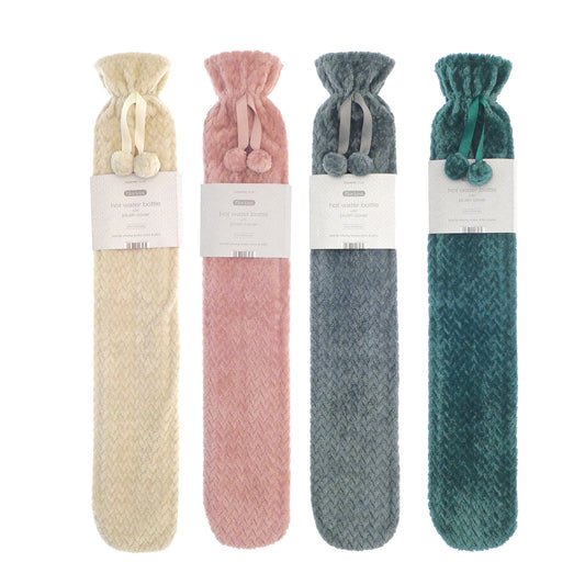 HOT WATER BOTTLE LONG FAUX FUR LATTICE ASST(R)