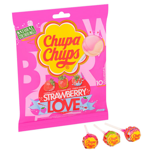 CHUPA CHUPS STRAWBERRY LOVE BAGS 10PK 09/27