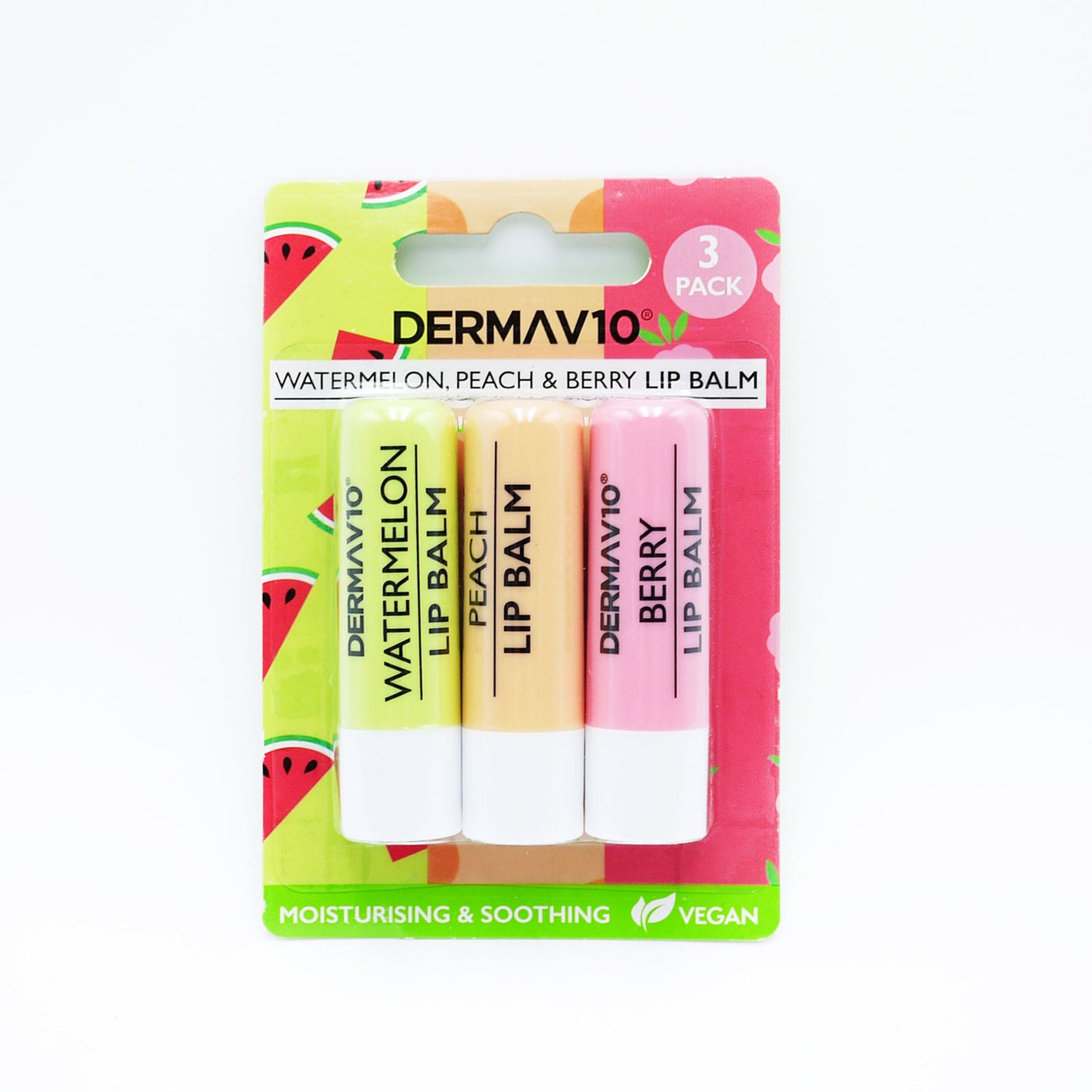 DERMA V10 TRIO LIP BALM (W MEL PEACH BERRY)