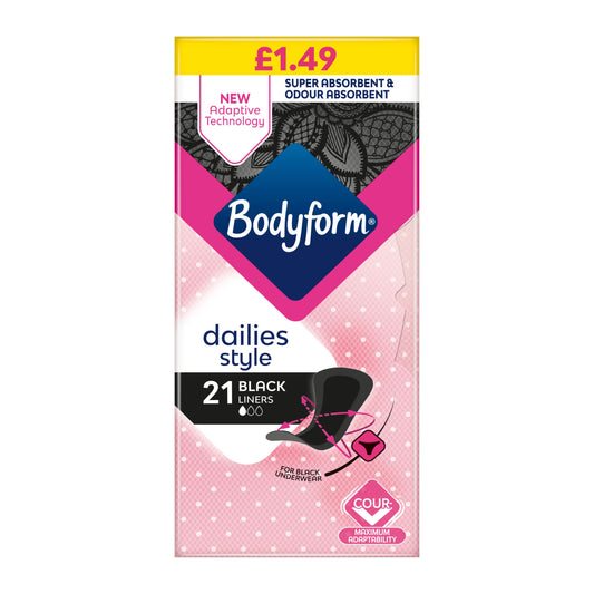 BODYFORM LINERS BLACK DAILIES PMP 1.49