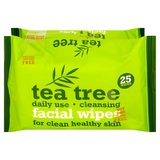 XPEL TEA TREE CLEANSING FACIAL WIPES TWIN PACK 25S
