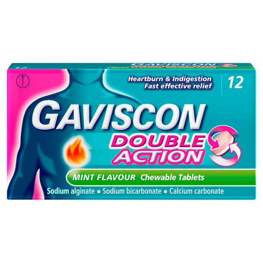GAVISCON DOUBLE ACTION TABS HEARTBURN INDIGESTION MINT 12S