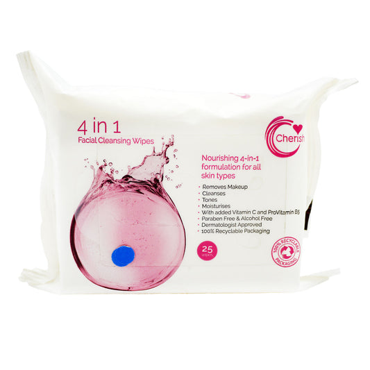 CHERISH FACE WIPES 4IN 1 FACIAL CLEANSE 16/11/27
