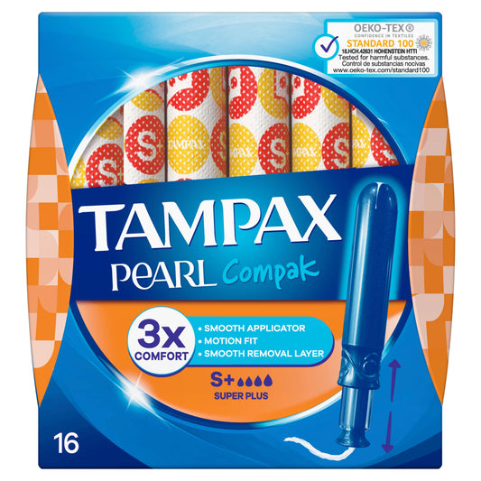 TAMPAX COMPAK PEARL TAMPONS SUPER PLUS 16S