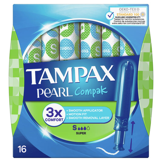 TAMPAX COMPAK PEARL TAMPONS SUPER 16S
