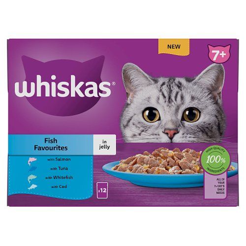 WHISKAS 7+ SENIOR FISH FAVOURITES IN JELLY POUCHES 12 X 85G