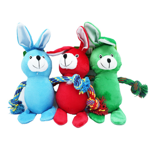 PETS PLAY DOG SQUEAKY PLUSH RABBIT WITH ARMS