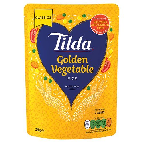 TILDA MICROWAVE GOLDEN VEGETABLE LONG GRAIN RICE 250G