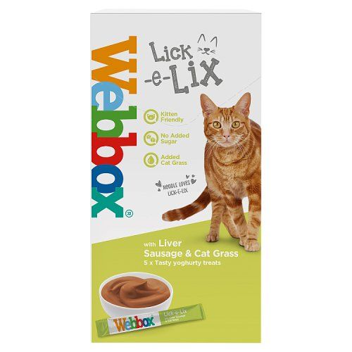 WEBBOX LICK-E-LIX YOGHURT WITH LIVER SAUSAGE & CAT GRASS 5X15G