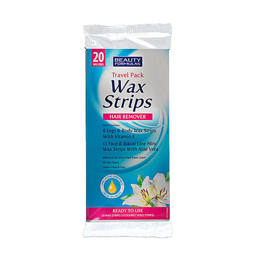 BEAUTY FORMULAS WAX STRIPS 20'S TRAVEL PK