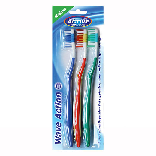 ACTIVE T/BRUSH WAVE ACTION TOOTHBRUSH 3PK