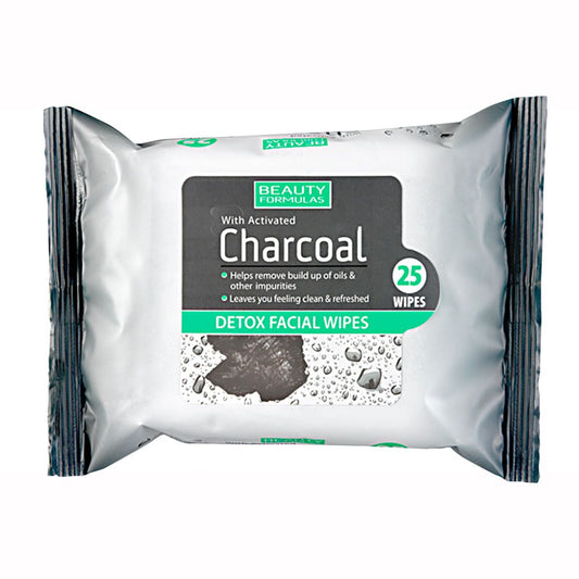 BEAUTY FORMULAS CHARCOAL FACIAL BIODEGRADEABLE WIPES 25S